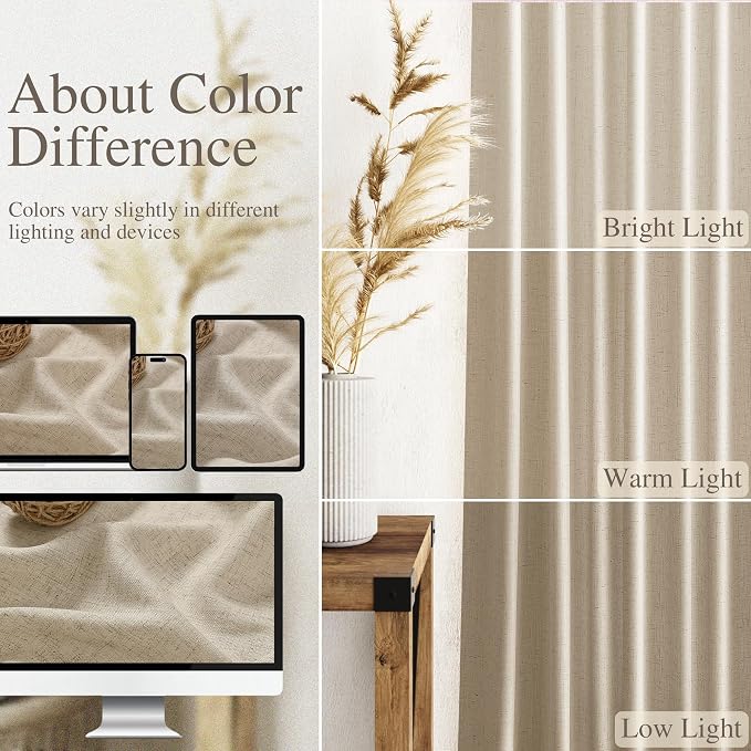 Taupe Burlywood Linen Curtains 84 Inch Length - Image 3