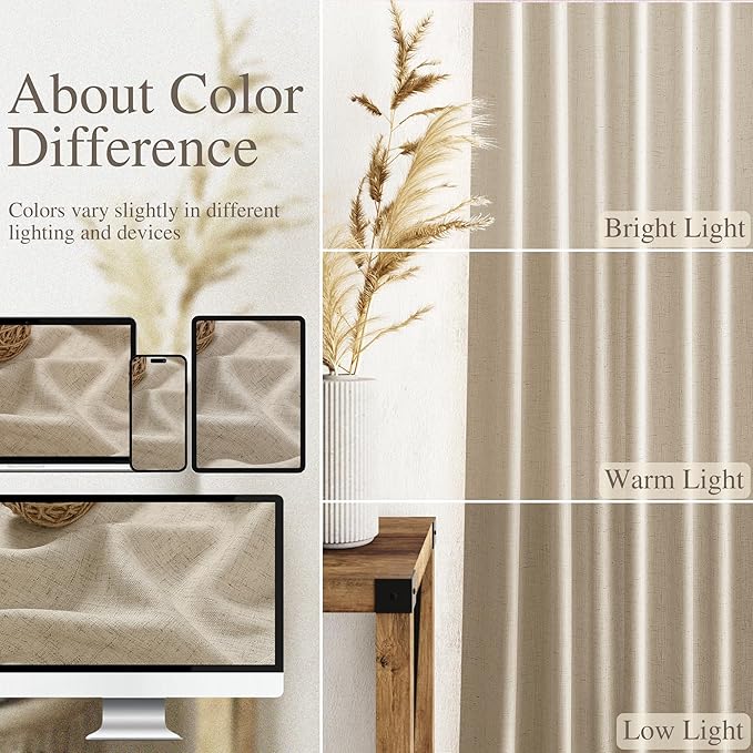 Taupe Burlywood Linen Curtains 132 Inch Length - Image 3