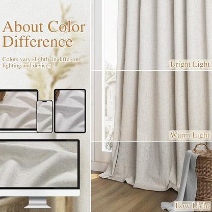 108 Inch Long Light Beige 100% Blackout Curtains - Image 7
