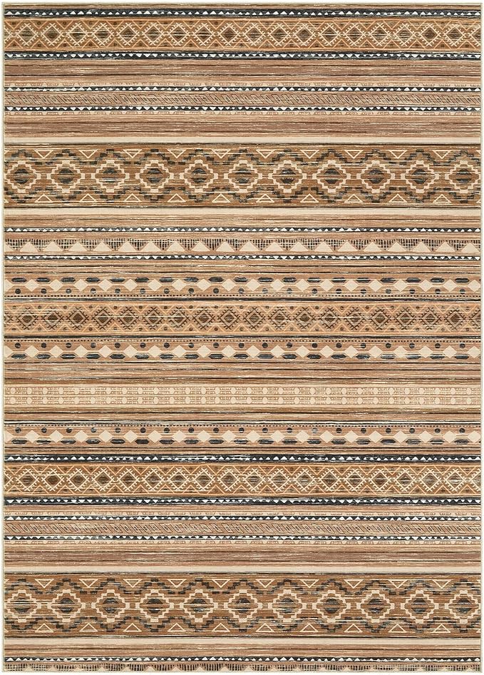 cotiled 10x12 Area Rugs Washable Boho Living Room Rug Brown/Beige | Stain - Image 10