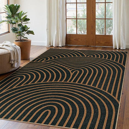 Lahome Modern Rainbow Easy Jute Carpet, Washable 5x7 Area Rugs by Lahome