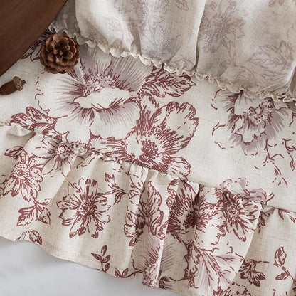 jinchan Ruffled Floral Valance Linen Shabby Chic Small Window Curtain 18 Inch - Image 7