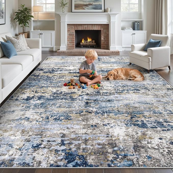 pmtsns Area Rugs 9x12 for Living Room: Washable Rug Modern Abstract Neutral by pmtsns