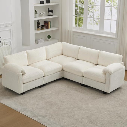 87'' V-Shaped Sectional Sofa Couch, 5-Seater Modular Couches by HATPPTO