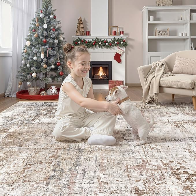 UERMEI Square Area Rugs : Washable 10x10 Neutral Modern Abstract Carpet - Image 8