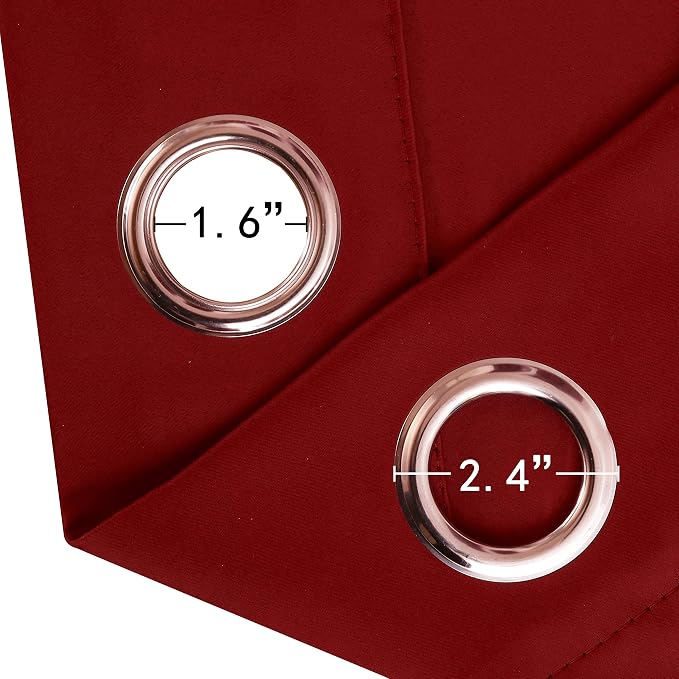 Red Blackout Curtains 34 x 84 Inch Length/Set of 2 Curtain Panels/Thermal - Image 6