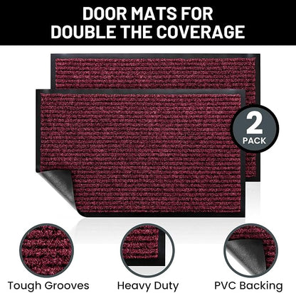 Front Door Mat, Indoor Outdoor Welcome Entryway Entrance Doormat, 30x17 Red | - Image 2
