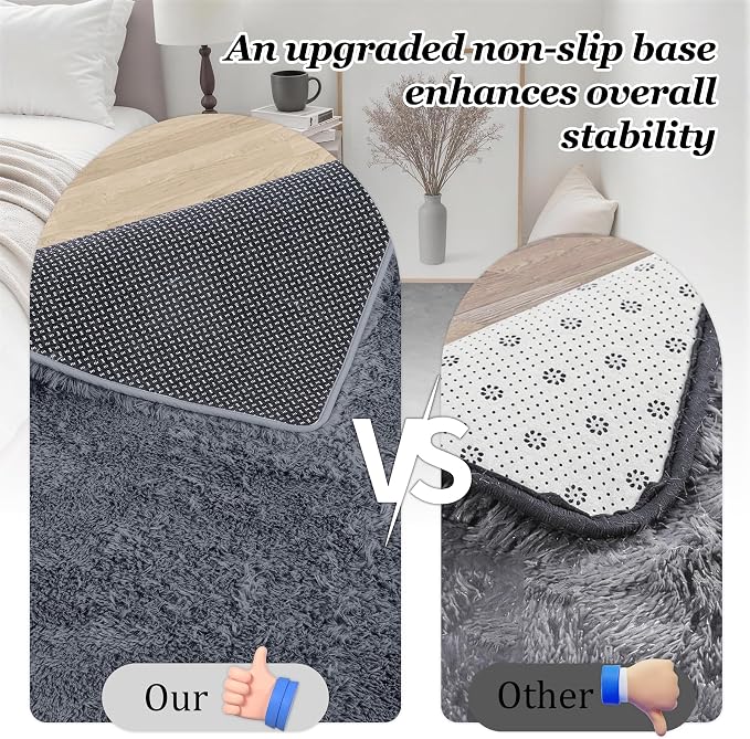 8x10 Area Rug Living Room Bedroom: Fluffy Plush Shag Carpet Grey | - Image 6