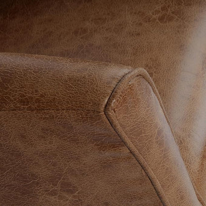 HomePop Modern Barrel Accent Chair, Distressed Brown Faux Leather - Image 9