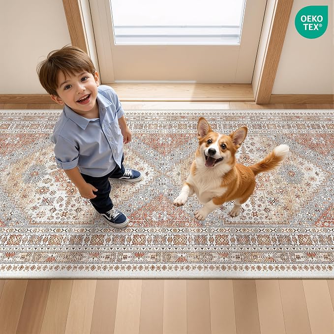 Runner Rug 2x8 Runners for Hallways Vintage Washable Rugs, Low Pile Soft - Image 7