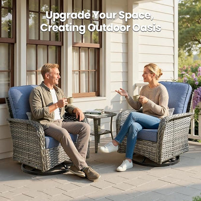 Weaxty Outdoor Swivel Rocker Patio Chairs, 3 Pieces Patio Furniture Set - Image 9