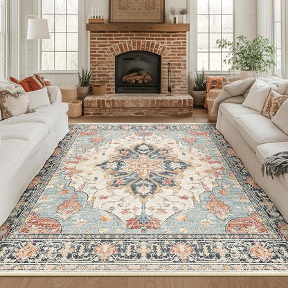 RELEANY Washable Area Rug, Square 8'x8', Water Repellent, Pet Friendly by RELEANY
