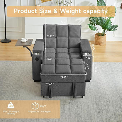 Auvsoce 3-in-1 Folding Convertible Sofa Bed Set of 2, Sleep Couch - Image 2