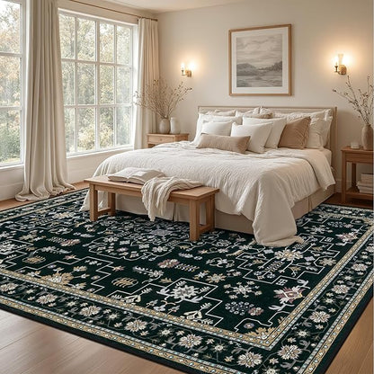 9x12 Area Rugs Living Room: Washable Vintage Rug - Image 4