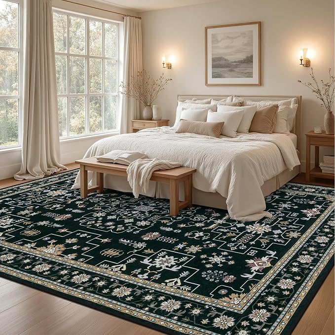 8x10 Area Rugs Living Room: Washable Vintage Rug - Image 4