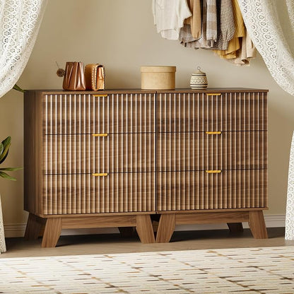 BORNOON Fluted 3 Drawer Dresser, 30.3" Tall Compact Modern Boho Chest of Drawers - Image 7