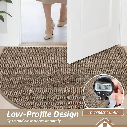 BEQHAUSE Dirt Trapper Door Mat 17" x 30" Half Circle Non Slip Rugs, Taupe | - Image 5