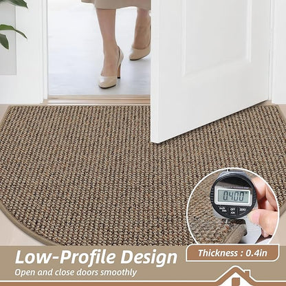 BEQHAUSE Dirt Trapper Door Mat 36" x 60" Half Circle Non Slip Rugs, Taupe | - Image 6
