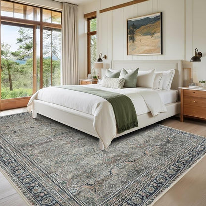 Green Retro 8x10 Washable Area Rugs - Image 7