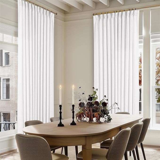 Snow White Pinch Pleat Semi Sheer Linen Curtains W70xL90 1 Panel | Light - Image 8