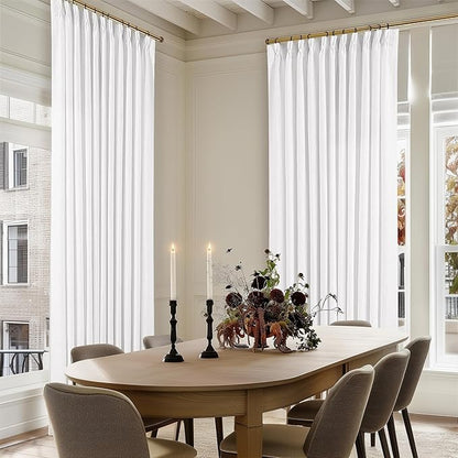 Snow White Pinch Pleat Semi Sheer Linen Curtains W70xL90 1 Panel | Light - Image 8