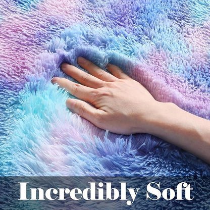 Rainbow Runner Rugs for Girls Bedroom Living Room, Fluffy 2x6 Soft Area Rug | - Image 2