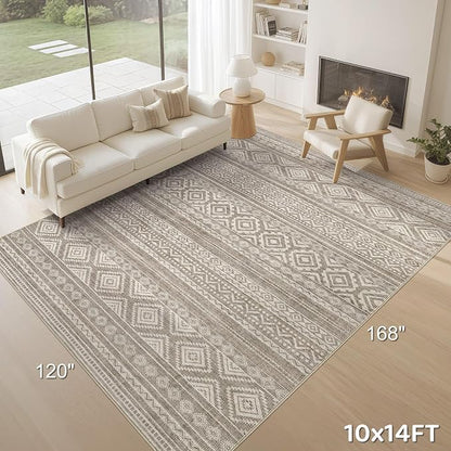 cotiled Boho 10x14 Area Rug for Living Room: Large Moroccan Washable Rug | - Image 9