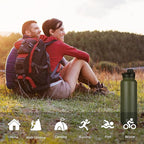 HASLE OUTFITTERS 40oz Stainless Steel Water Bottle, Vacuum Insulated Double Walled Leak Proof Sports Water Bottle with 2 Lids (Straw and Spout Lid) Thermo Mug Keep Cold and Hot(Army Green,1)
