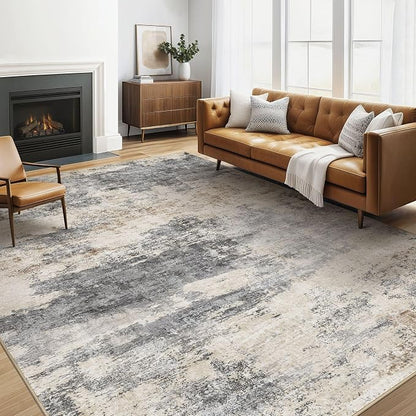 LOONGRUG 5x8 Area Rug Washable Neutral Modern Living Room Rugs Grey Brown | by LOONGRUG