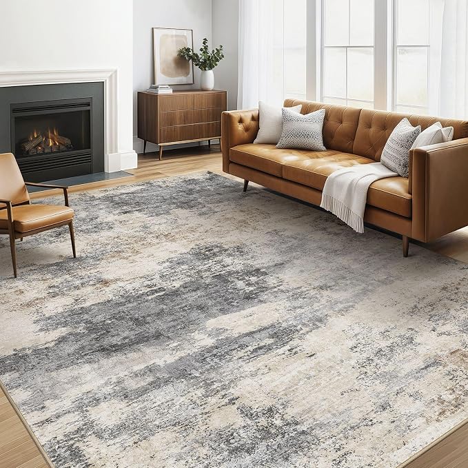 LOONGRUG Area Rug 5x7 Washable Neutral Modern Living Room Rugs Grey Brown | by LOONGRUG