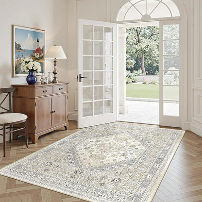 3x5 Washable Area Rug for Entryway Non Slip Kitchen Rugs, Floral Soft Living by Restydon