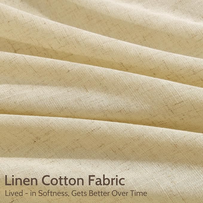 Extra Long 120 Inch Curtains for Living Room Cream Yellow Linen Modern - Image 4