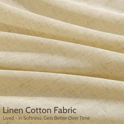 Extra Long 120 Inch Curtains for Living Room Cream Yellow Linen Modern - Image 4