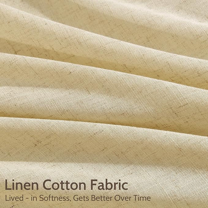 Cream Yellow Linen Curtains 102 Inches Long - Image 4
