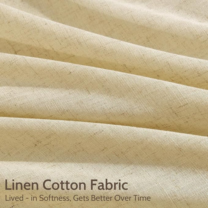 Cream Yellow Linen Curtains 102 Inches Long - Image 4
