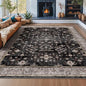 Boho Black Rug for Living Room by HazoHaus