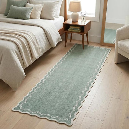 GarveeHome 2x6 Scalloped Washable Runner Rug Non Slip Hallway Kitchen Rug | - Image 4