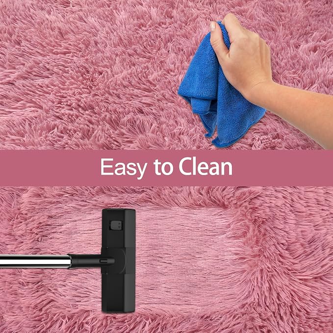 2x10 Bedside Area Rugs for Bedroom Soft Fluffy Shag Blush Pink Rug for Hallway - Image 6