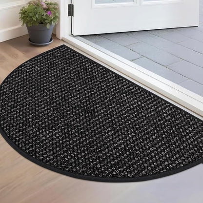 BEQHAUSE Dirt Trapper Door Mat 17" x 30" Half Circle Non Slip Rugs, Absorbent by BEQHAUSE