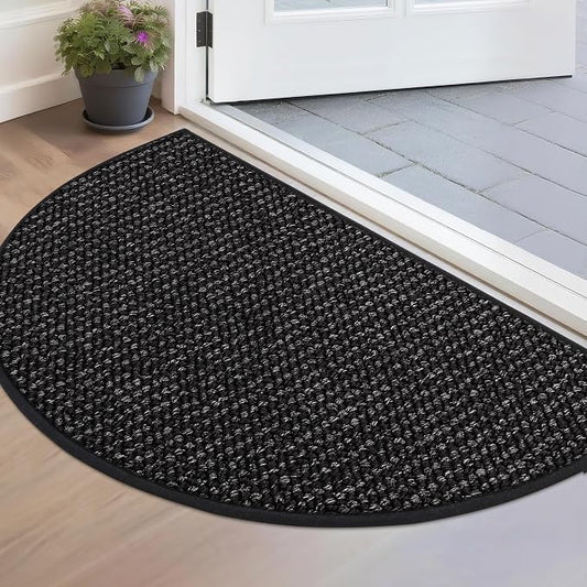 BEQHAUSE Dirt Trapper Door Mat 17" x 30" Half Circle Non Slip Rugs, Absorbent by BEQHAUSE