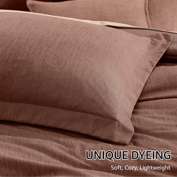Monbix Twin XL Comforter Set Terracotta, Cationic Dyeing Bedding Set Reversible - Image 6