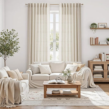 Warm Beige Linen Curtains 72 Inch Length - Image 4