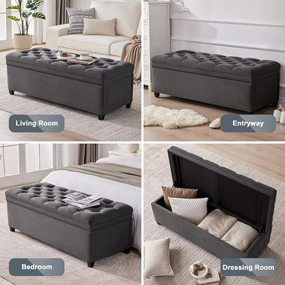 Mangodan 50" Storage Ottoman Bench, Tufted Ottoman - Image 4