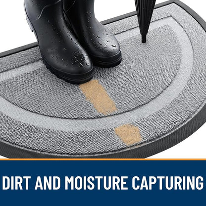 OLANLY Half Circle Front Door Mat Outside 71x23 All-Season Rubber Doormat | Ash - Image 4