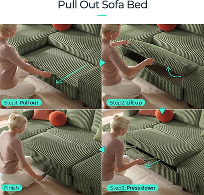 LINSY HOME Sectional Sleeper Sofa Pull Out Couches - Image 5