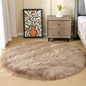 ORINOVA Beige Fuzzy Living Room Washable Area Rug 5ft Round Shag Faux Sheepskin by ORINOVA