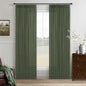102 Inch Green Linen Blend Semi Sheer Pinch Pleat Memory Shape Curtains 50W | by Twodrapes
