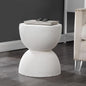 JONATHAN Y Greta Hourglass 18" White Frosted Outdoor Side Table and Stool by JONATHANY