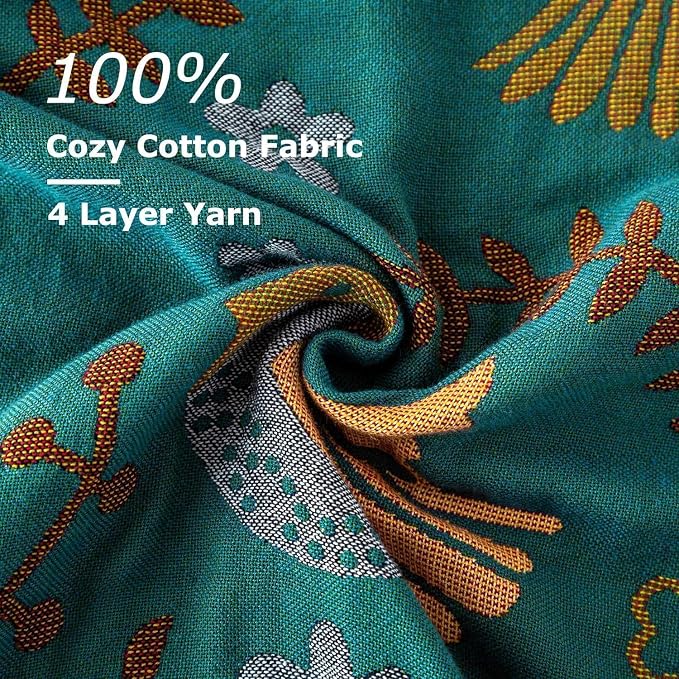 LUTBM Queen Throw Blanket for Bed 100% Cotton Boho Soft Quilt Birds and Floral - Image 6