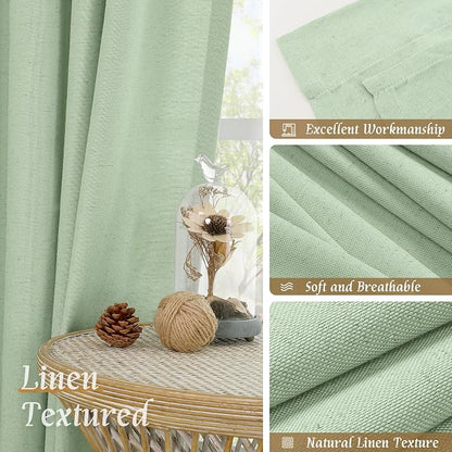 72 inches Long Light Green Linen Curtains - Image 7